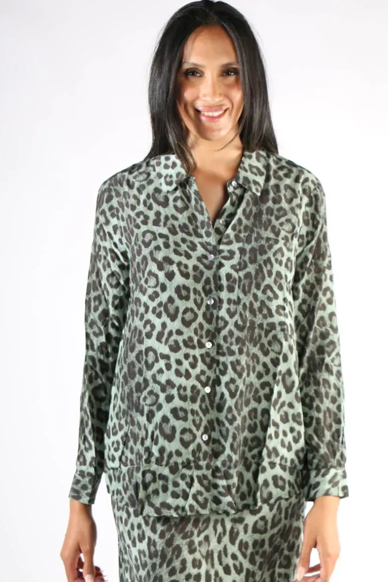 Animal Print Shirt In Green By Jump
