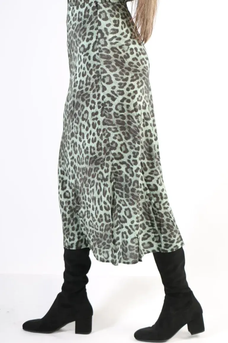 Animal Print Skirt In Green By Jump