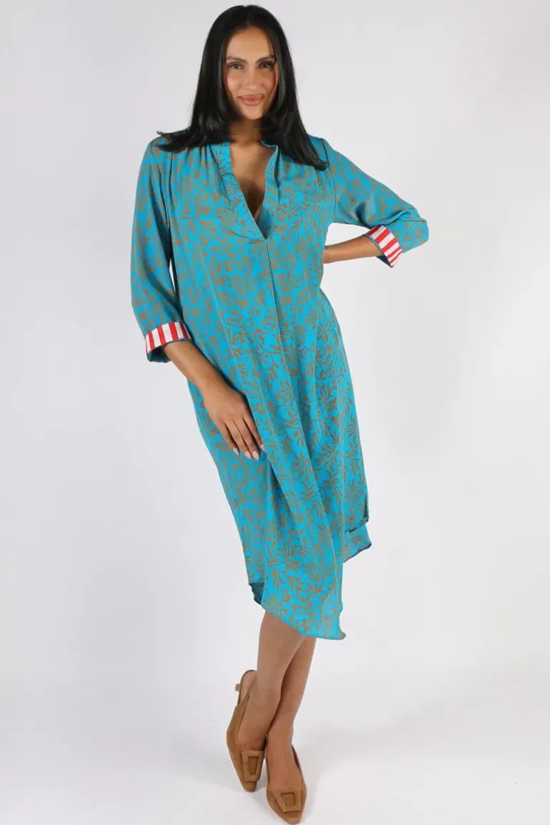Anumpamaa Roma Vine Dress In Aqua