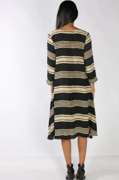 Anupamaa Asana Stripe Dress In Black