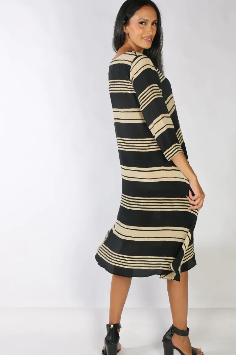 Anupamaa Asana Stripe Dress In Black