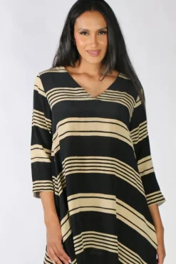 Anupamaa Asana Stripe Dress In Black