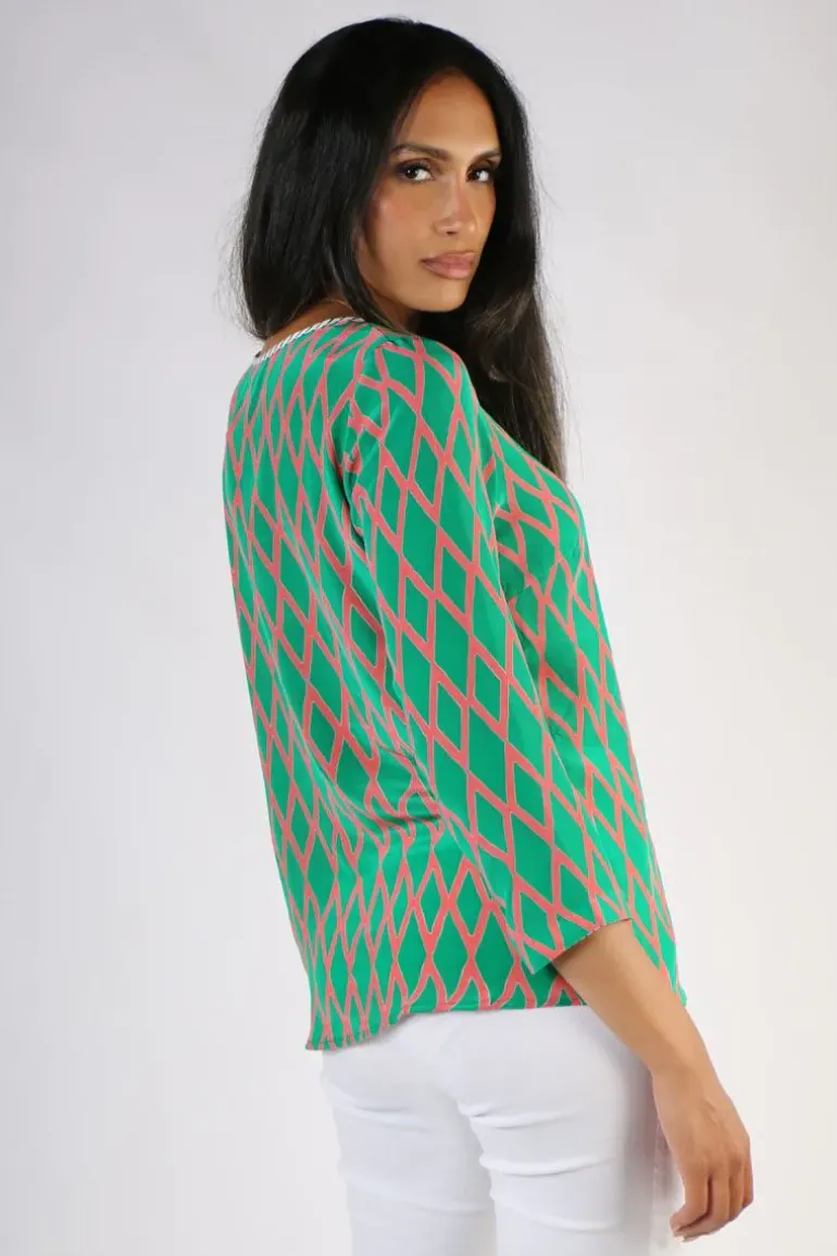 Anupamaa Harlequin Sarine Top In Green