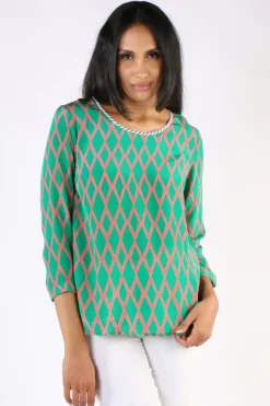 Anupamaa Harlequin Sarine Top In Green