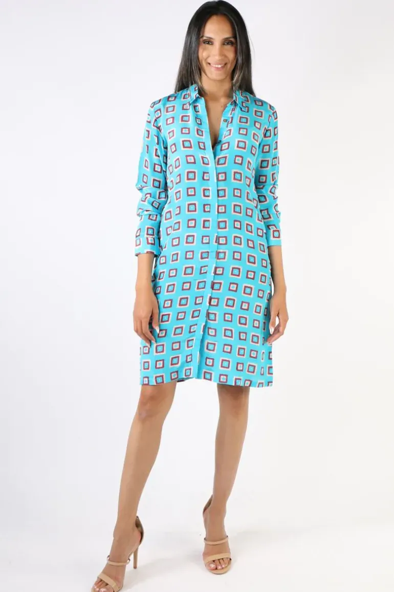 Anupamaa Mens Check Shirt Dress In Aqua