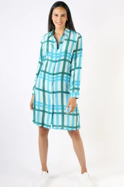 Anupamaa Mens Plaid Shirt Dress In Teal