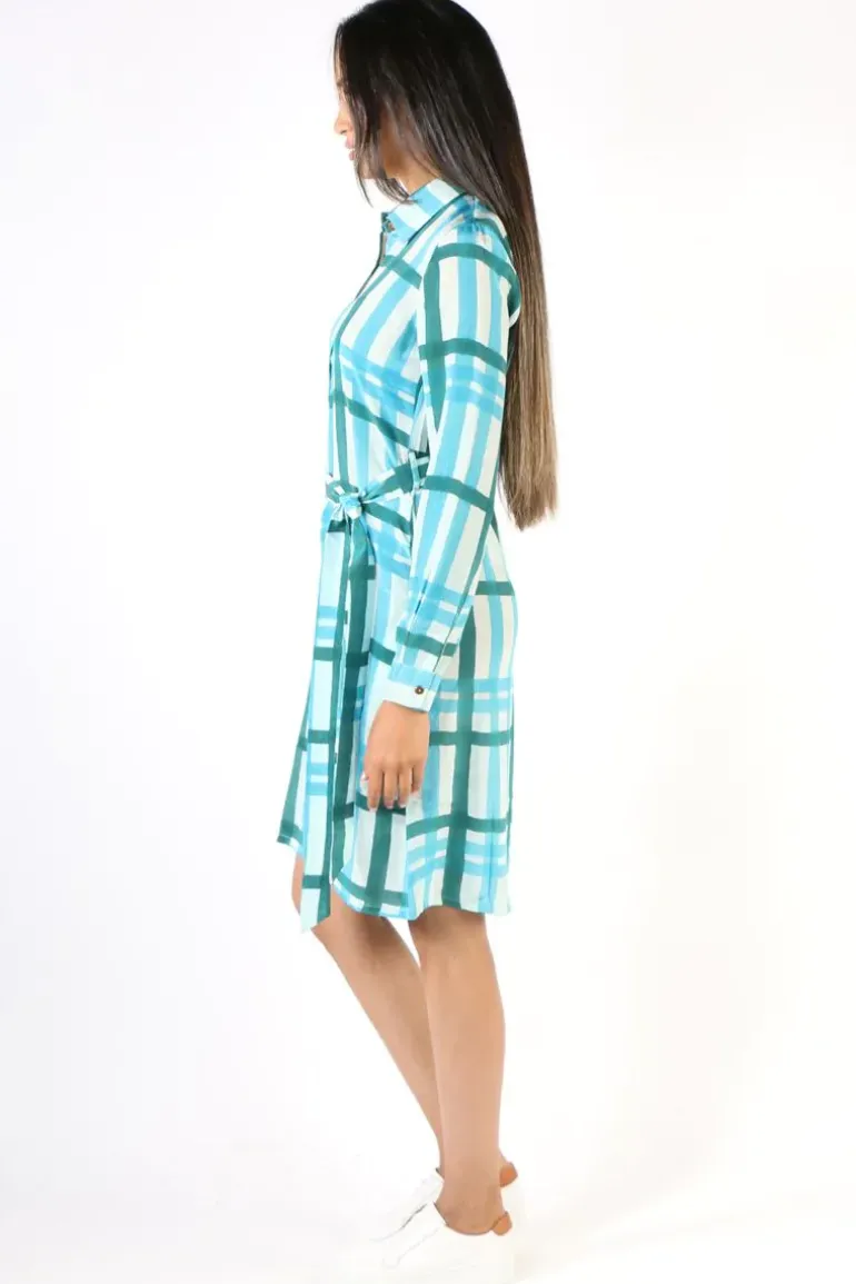 Anupamaa Mens Plaid Shirt Dress In Teal
