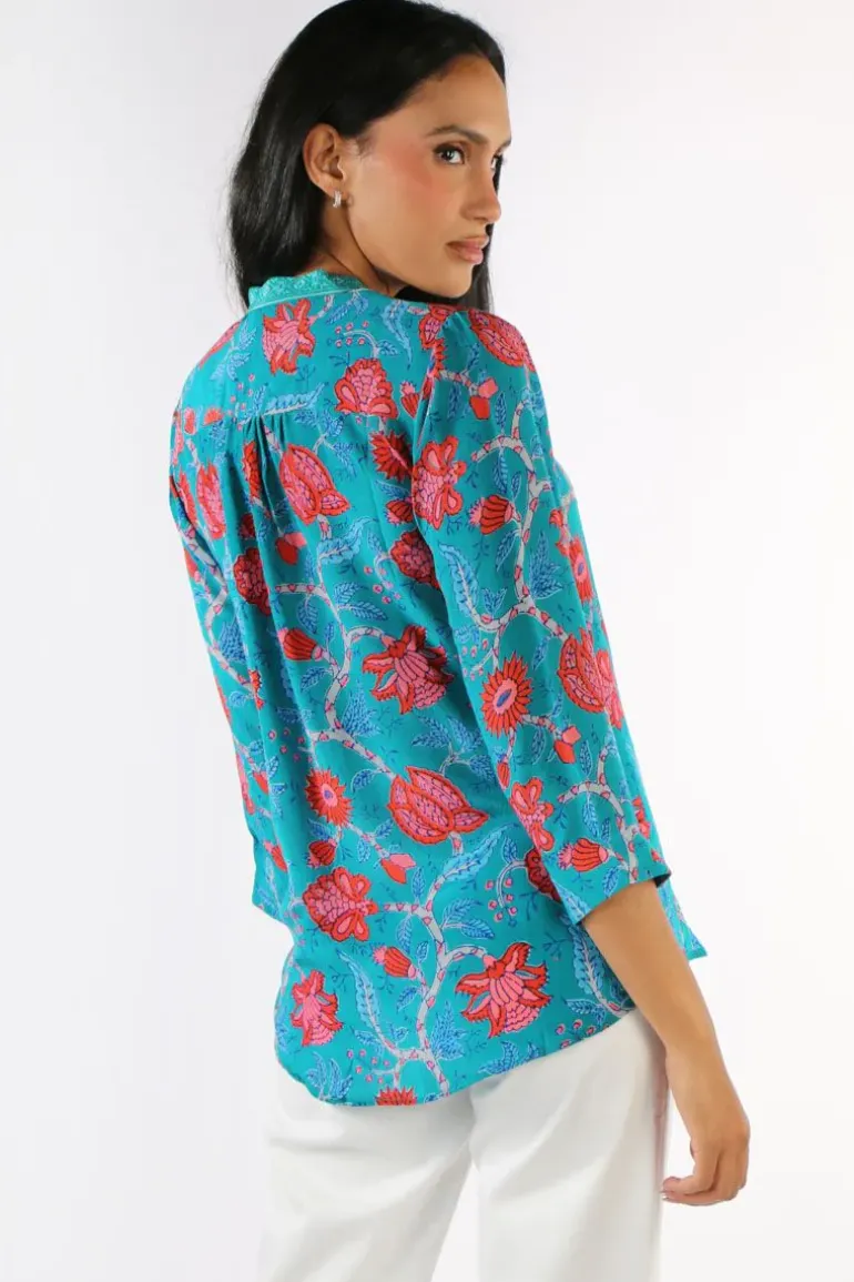 Anupamaa Panama Bouquet Top In Steel