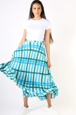 Anupamaa Plaid Check Skirt In Teal