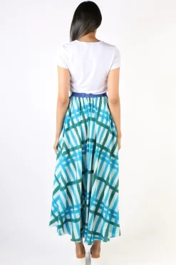 Anupamaa Plaid Check Skirt In Teal