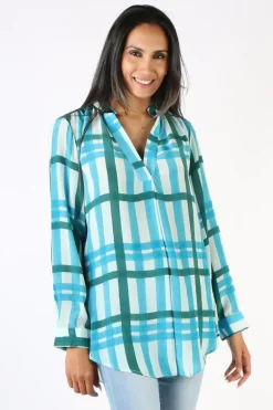 Anupamaa Plaid Rome Shirt In Teal