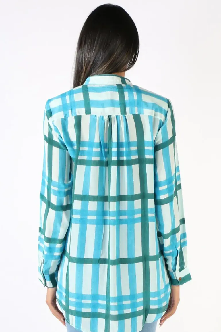 Anupamaa Plaid Rome Shirt In Teal