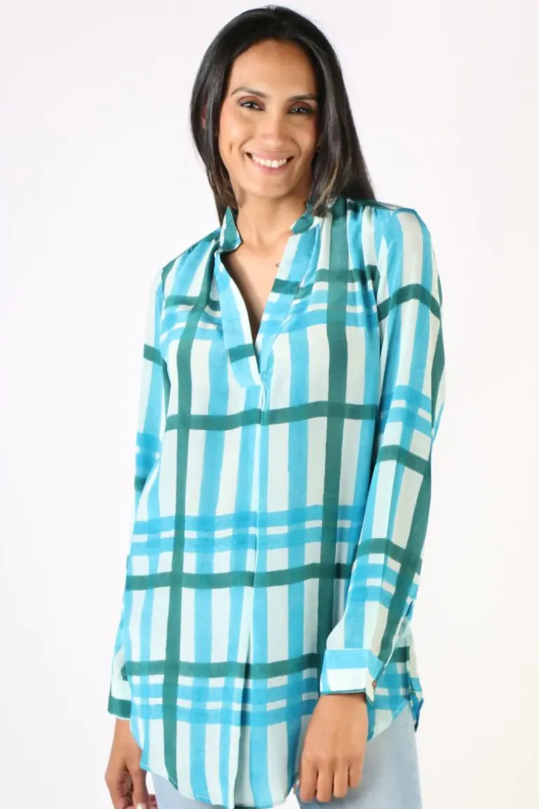 Anupamaa Plaid Rome Shirt In Teal