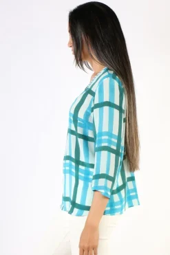Anupamaa Plaid Sarine Top In Teal