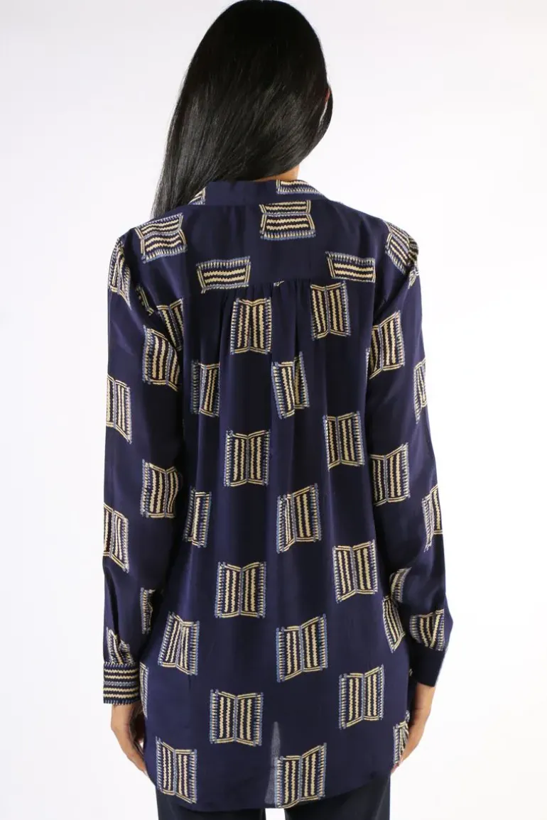 Anupamaa Roma Block Shirt In Navy