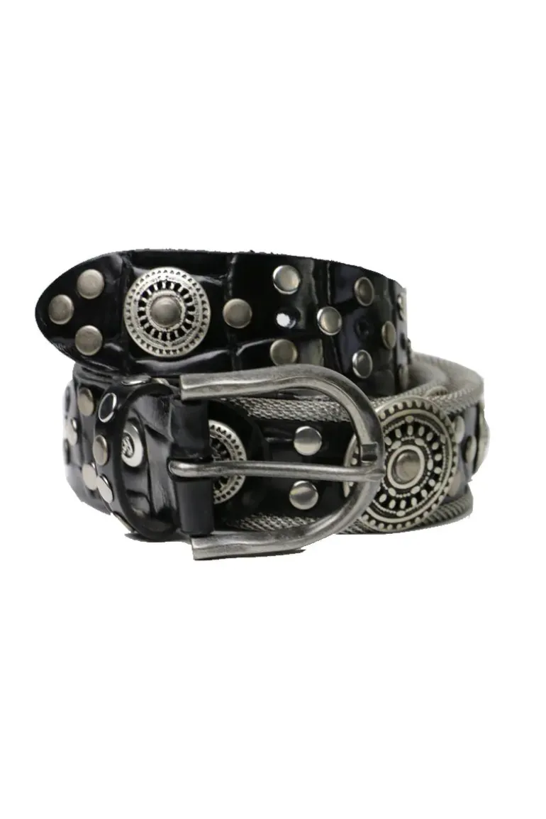 B Belt Leather And Mesh Theo Belt In Black