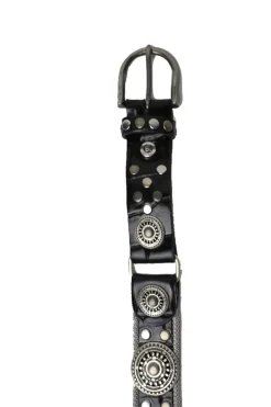 B Belt Leather And Mesh Theo Belt In Black