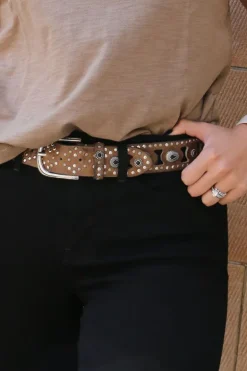 B Belt Studded Toni Belt In Taupe