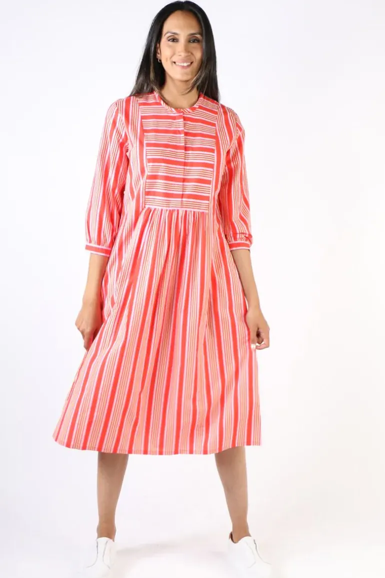 Bagruu Brunei Candy Stripe Dress In Red