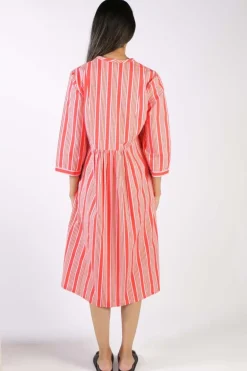 Bagruu Brunei Candy Stripe Dress In Red