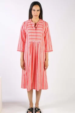 Bagruu Brunei Candy Stripe Dress In Red