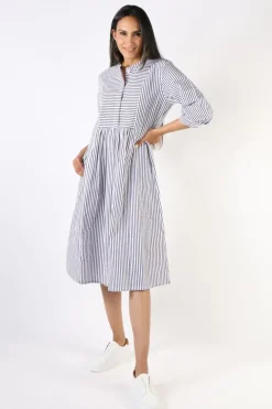 Bagruu Brunei Single Stripe Dress In Navy