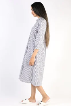 Bagruu Brunei Single Stripe Dress In Navy