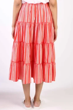 Bagruu Diwali Candy Stripe Skirt In Red