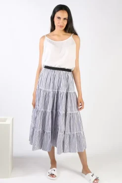 Bagruu Diwali Single Stripe Skirt In Navy