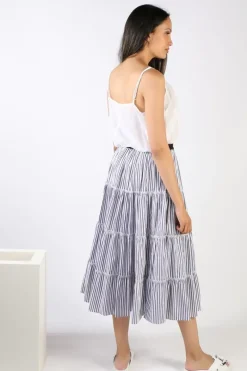 Bagruu Diwali Single Stripe Skirt In Navy