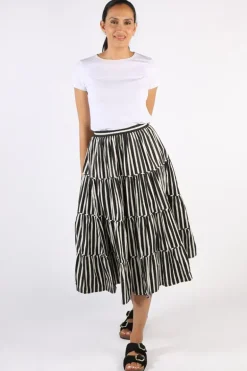 Bagruu Diwali Stripe Skirt In Black