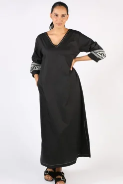 Bagruu Elena Border Print Dress In Black