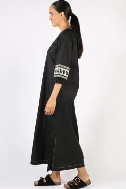 Bagruu Elena Border Print Dress In Black