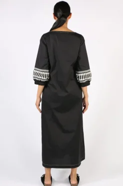 Bagruu Elena Border Print Dress In Black