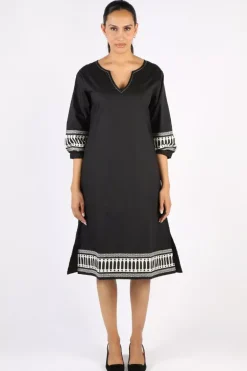 Bagruu Elena Border Print Short Dress In Black