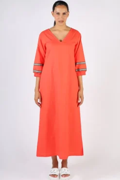 Bagruu Elena Twill Dress In Poppy