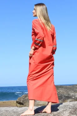 Bagruu Elena Twill Dress In Poppy