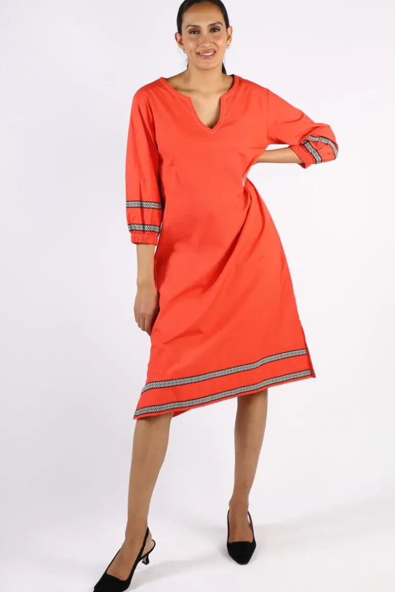 Bagruu Elena Twill Short Dress In Poppy