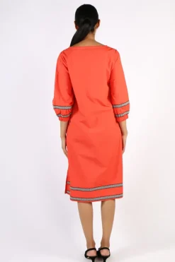 Bagruu Elena Twill Short Dress In Poppy