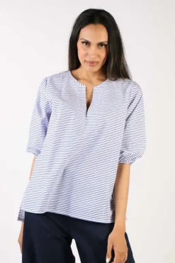Bagruu Elka Classic Stripe Top In Blue