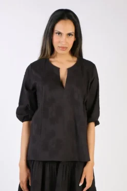 Bagruu Elka Embroidered Top In Black