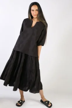 Bagruu Elka Embroidered Top In Black