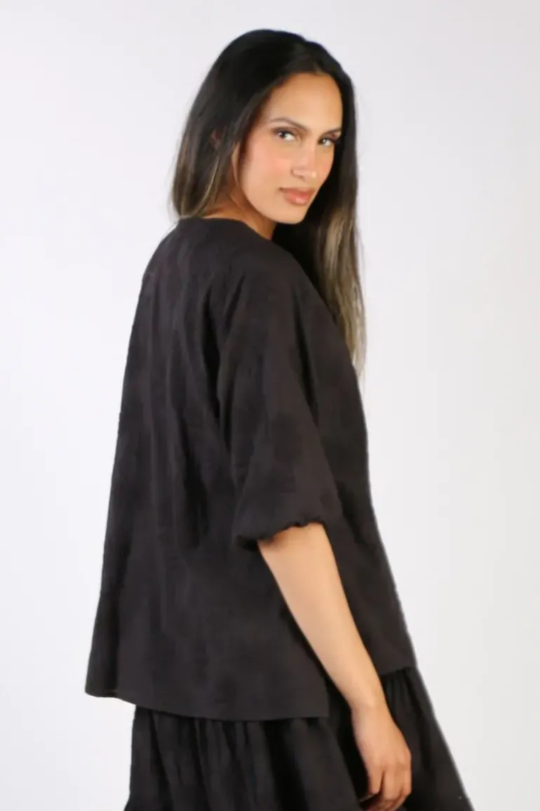 Bagruu Elka Embroidered Top In Black
