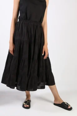 Bagruu Embroidered Cotton Skirt In Black