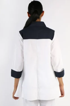 Bagruu Harvey CB Shirt In White And Navy
