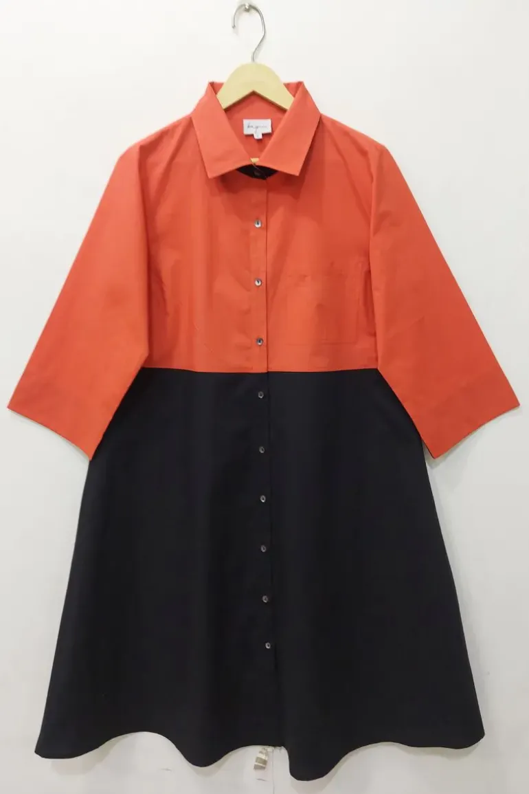 Bagruu Harvey Colour Block Dress In Poppy And Black