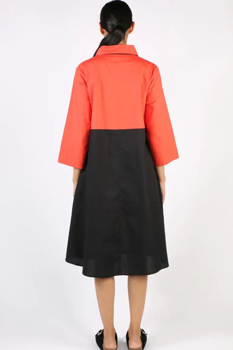 Bagruu Harvey Colour Block Dress In Poppy And Black