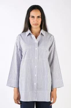 Bagruu Harvey Single Stripe Shirt In Navy