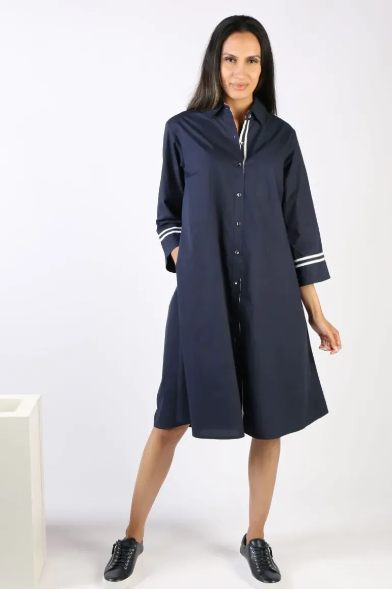 Bagruu Harvey Trim Dress In Navy