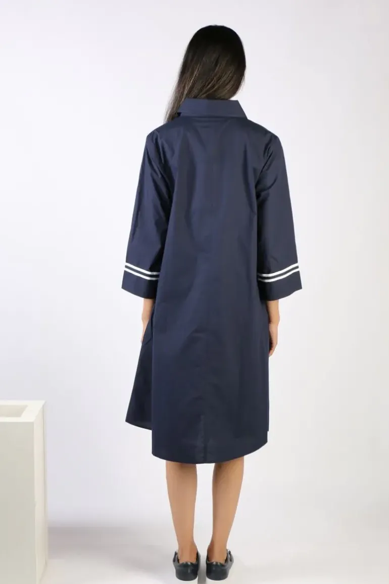Bagruu Harvey Trim Dress In Navy